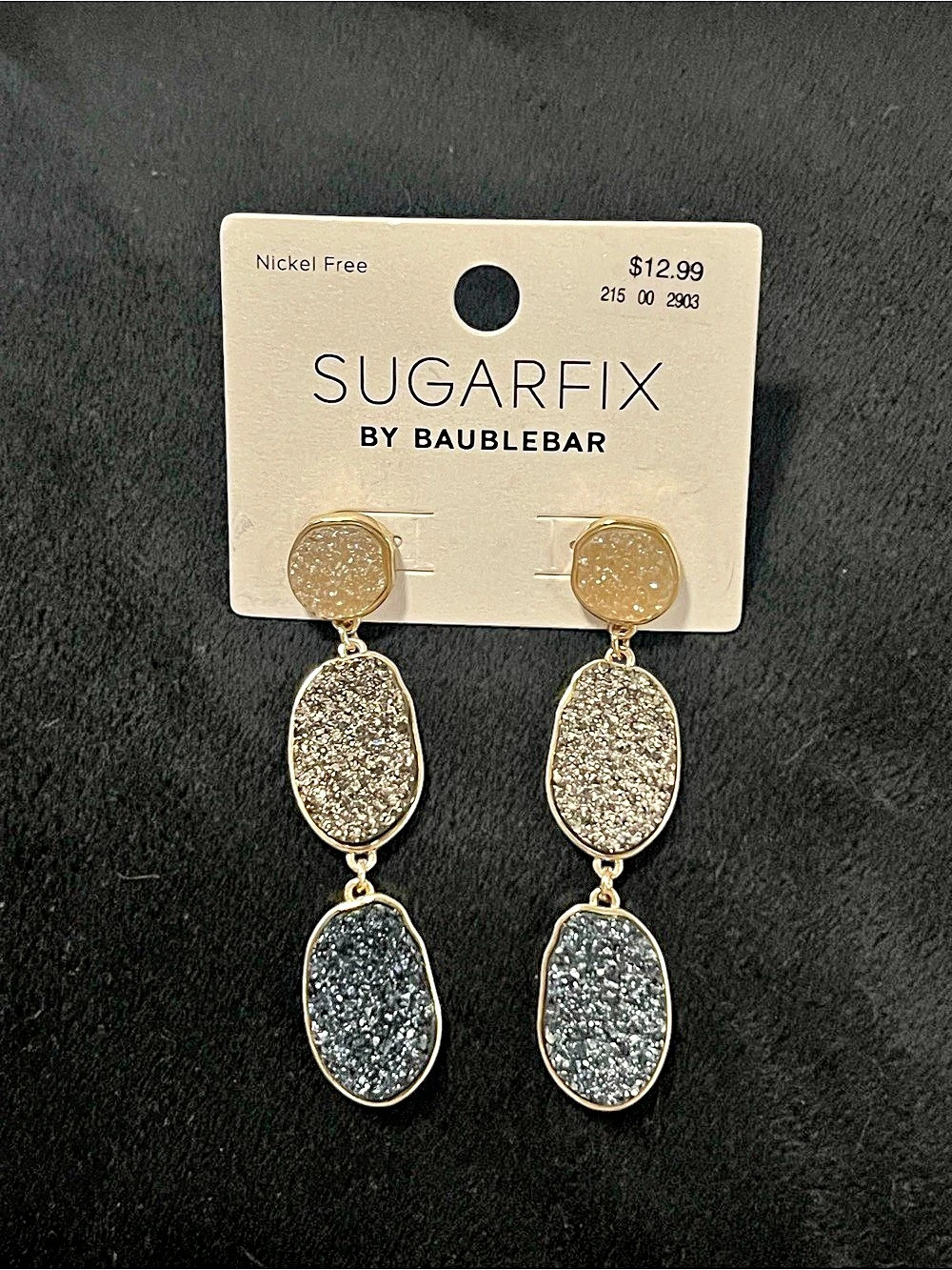 Sugarfix by BaubleBar Druzy Drop Earrings Gold & Gray
